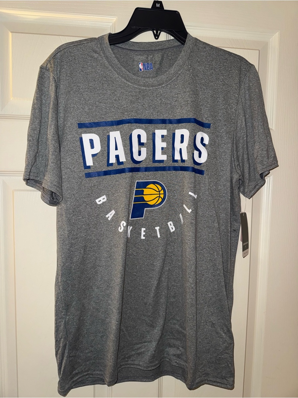 NBA Indiana Pacers Gray Short-Sleeve Logo Tee with Blue and Yellow Accents